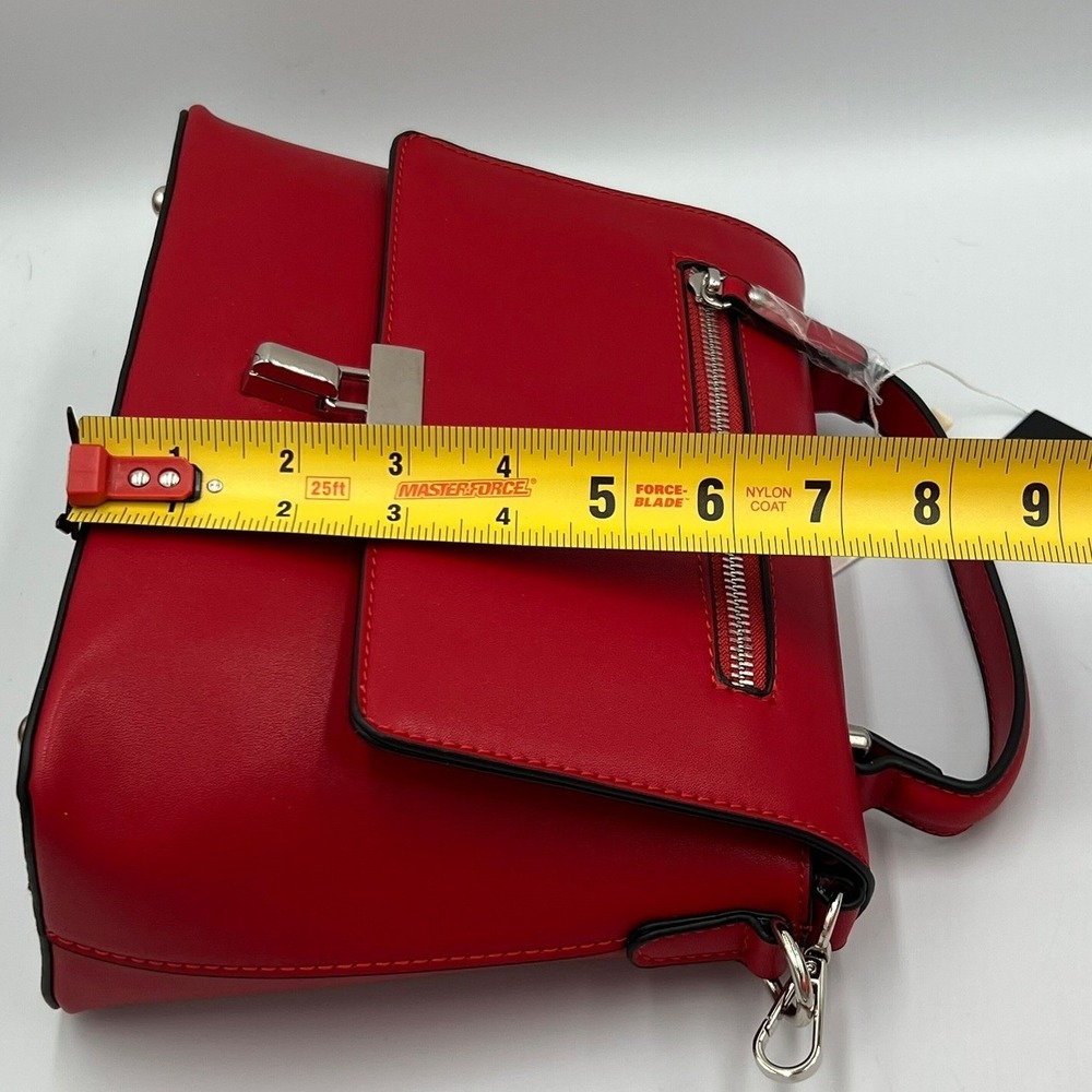 Isabelle Satchel Women OS‎ Red Brand New Vegan Leather Top Handle Bag IBS0826 - Picture 8 of 12